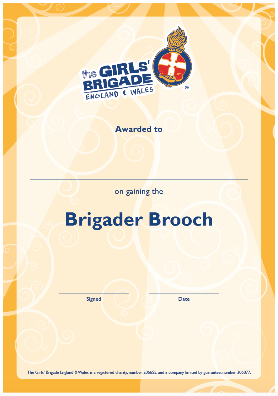 CERTIFICATE - BRIGADER BROOCH