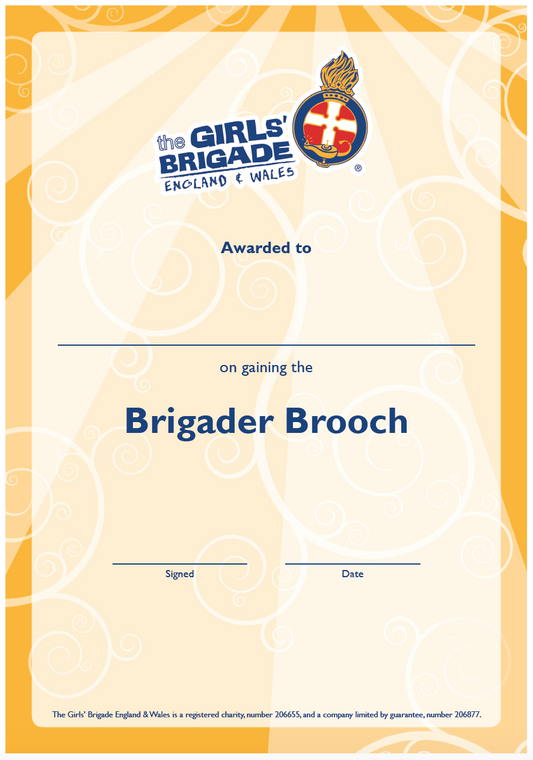 CERTIFICATE - BRIGADER BROOCH